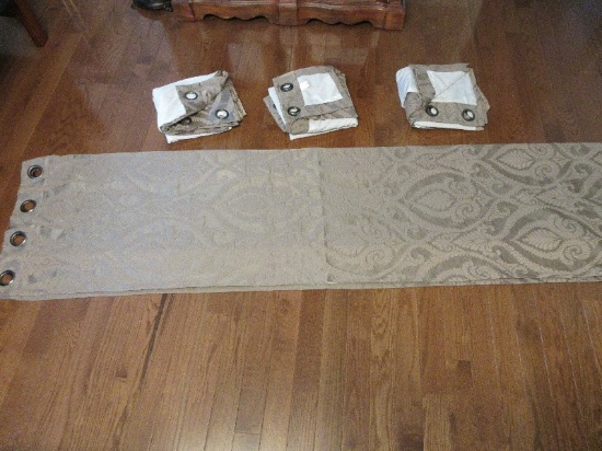 4 Royal Velvet Grommet Top Panel Lined Curtains Damask Scrolled Foliate Pattern