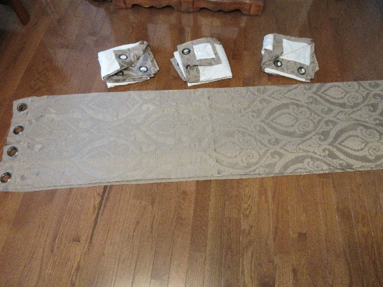 4 Royal Velvet Grommet Top Panel Lined Curtains Damask Scrolled Foliate Pattern