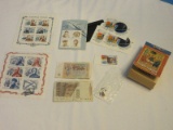 Lot - 1000 Italian Lire Marco Polo Bank Note, Foreign Block Set of Stamps, Loose Stamps, Etc.