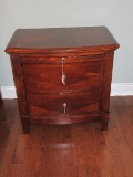 Refined Modern Cherry Stain Finish 2 Drawer Bow Front Nightstand w/ Pull Out Tray