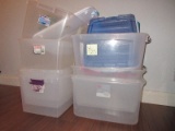 Lot - 9 Storage Totes Sterilite 54qt, 66qt, Bella 71qt, Etc.