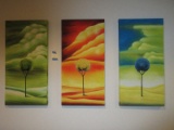 Collage of 3 Original Acrylic Artwork on Wrapped Canvas Graphic Single Tree