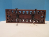 Intricate Carved Wall Mount w/ Double Wrought Iron Coat/Hat Hooks