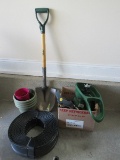 Lot - Ames Shovel, Small Pots, Sprinklers, Hand Held Spreader, Etc.