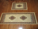 Set - 2 Manhattan Tuscon Design Cream Color Scatter & Runner Rugs 100% Olefin Pile