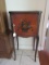 Depression Era Style Mahogany Veneer Telephone Table w/ Floral Bouquet Design Basket