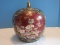 Semi-Porcelain Covered Ginger Jar Hand Painted Oriental Floral & Scroll Foliate Design