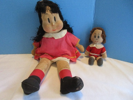 Vintage Adorable "Little Lulu" Cloth Dolls 7" Gund & 14 1/2"