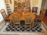 Stately Italian Neoclassical Style Walnut Finish Dining Room Table w/ 6 Chairs