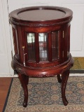 Exquisite Round Chocolate/Tea Curio Cabinet w/ Lift Top Serving Tray