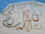 Fashion Jewelry Lot - Multifaceted Crystal Bead Necklace, Faux Pearl Necklaces/Choker