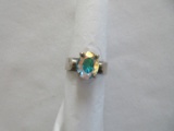 Stamped 925 = 92.5% Pure Silver Statement Ring w/ Multifaceted Aurora Borealis Stone