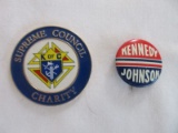 1960's Kennedy/Johnson Presidential Political Campaign Pinback Button Approx. 7/8