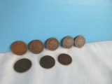 Eight 1904 Indian Head Wheat Penny Coins