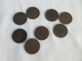 Eight 1907 Indian Head Wheat Penny Coins
