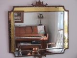 Striking Early French Provincial Ornately Embellished Beveled Center Wall Mount Mirror