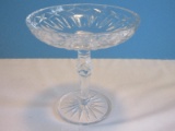 Lead Crystal Compote/Comport Vertical Criss-Cross Design Bowl Multifaceted Stem