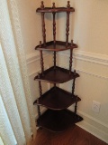 Mahogany Edwardian Style 5 Tiered Corner What Not Display Shelf Finial Accent