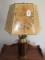 Vintage Metal Lamp Copper Patina Body w/ Floral Shade