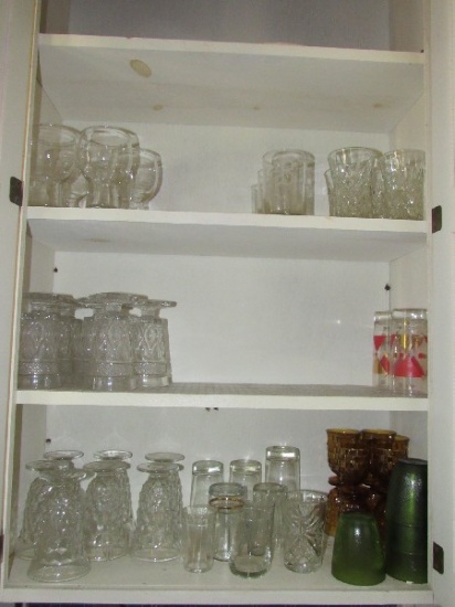 Glass Lot - Tall Tumblers, Cube Cut, Cross Cut, Amber Glass, Etc.