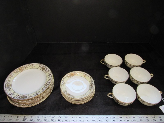 Noritake Japan No.175 Ornate Scroll Gilded Band w/ Rose Lot