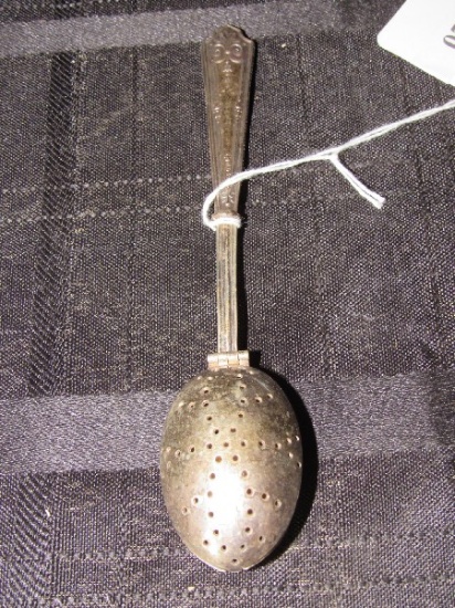 Antique Sterling Scroll/Floral Pattern Tea Strainer