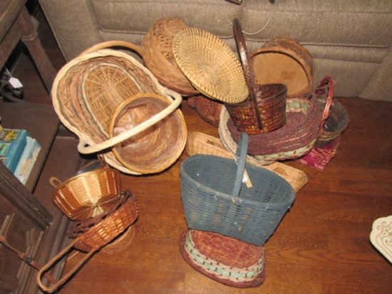 Wicker Lot - Blue Basket, Flower Basket, Oval Baskets, Etc.