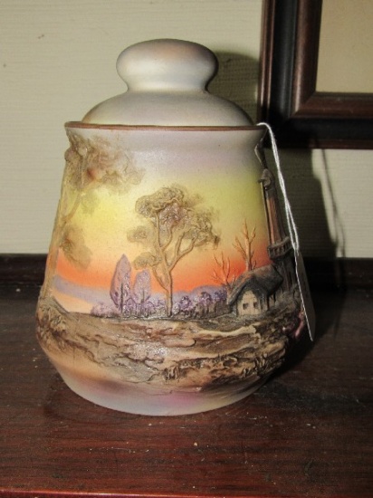 Hand Painted Nippon Windmill Scene Humidor w/ Lid