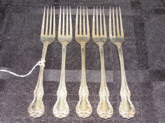 5 Towle Sterling Pat 'Old Master' Forks Scroll/Floral Motif