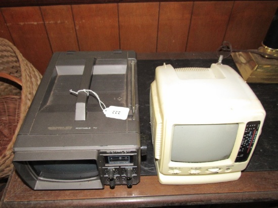 Vintage Bentley Portable TV & 5" Black & White Portable TV w/ Radio