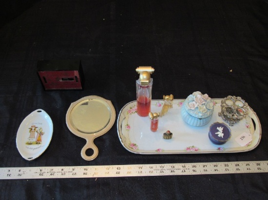 Misc. Lot - Holly Hobbie Dish, Perfume Bottles, Japan Powder Dish, Etc.