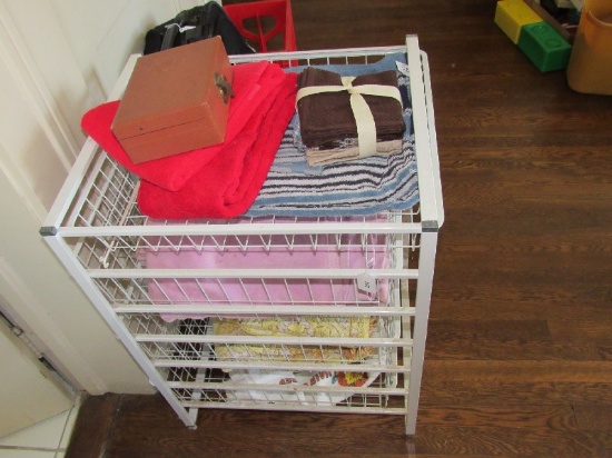 White Metal 4-Tier Laundry/Bathroom Towel Organizer