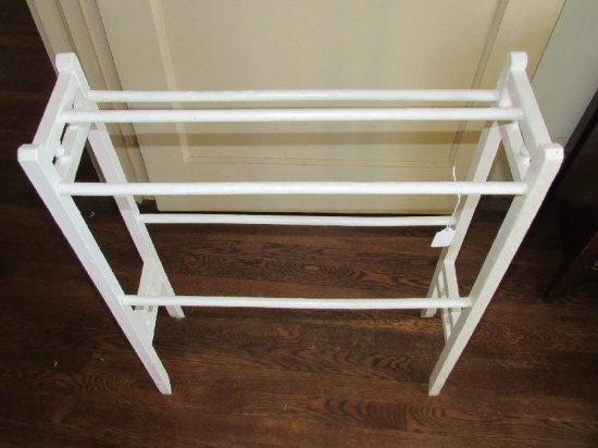 Vintage Wooden White Clothes Stand Spindle Motif