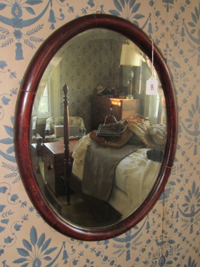 Oval Wooden Frame Wall Mounted Mirror