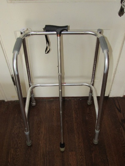 Lumex Metal Walker & Metal Walking Stick