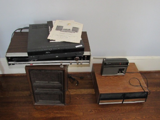 Lot - VHS by IXI, Vintage Sears Solid State 8 Track Player w/ Speakers/Cassettes