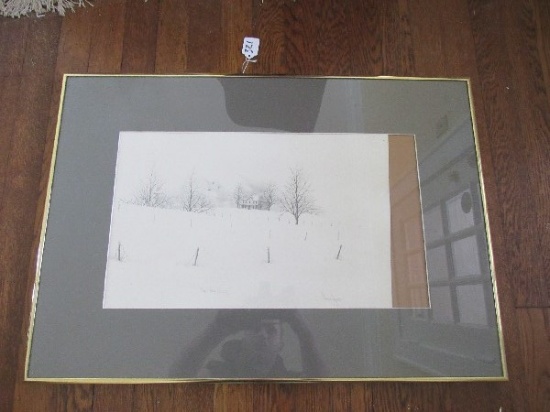 The Way Home Artist Signed Winter House Scene in Brassplate Frame/Matt
