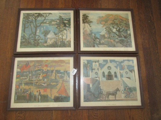 4 Picture Prints by L. Macoularo Royal Bermuda Yacht Club, South Shore