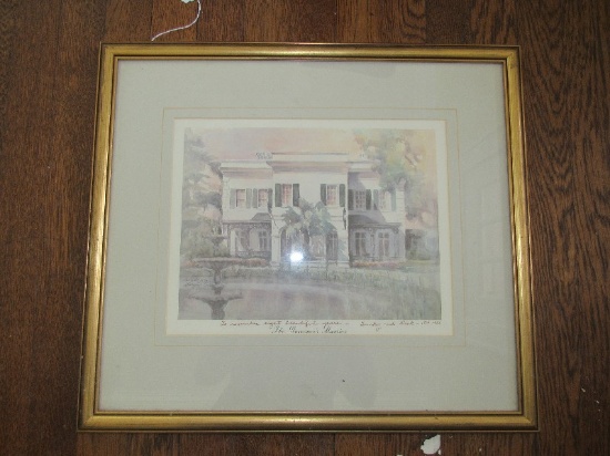 The Governors Mansion Signed Margaret Carter Picture Print in Gilded Wooden Frame/Matt