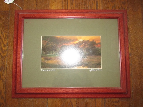 Dunes Club #12 Picture Print Artist Signed Michael Slean in Red Wood Frame/Matt