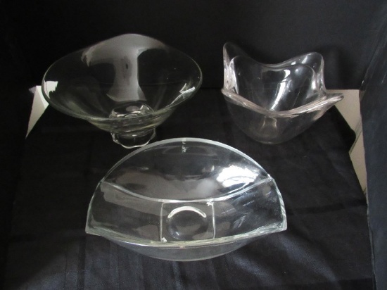 3 Solid Glass Centerpiece Bowls