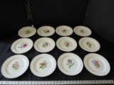 12 Plates Copeland Spode England 1944 Floral Motif Scallop Rim