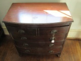 Dark Wooden Arch Front 4 Drawer Dresser Hepplewhite Pulls, Curved Feet