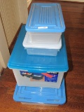 4 Blue Top Containers/Organizers