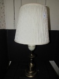 Brass Spindle Design Lamp w/ White Center w/ Shade