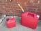 2 Red Plastic Gasoline Cans Midwest 1 Gallon Can Model #1200 Spill-Proof System