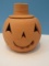 Terra Cotta Clay Jack-O-Lantern Pumpkin w/ Top Hat