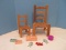 2 Ladder Back Doll Chairs w/ Woven Seats Natural Finish 12 1/4