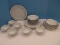 28 Pieces - Mikasa Fine China Deborah Pattern Blue Roses Tan Scrolls Design Dinnerware