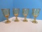 Set - 4 Imperial Glass-Ohio Old Williamsburg Pattern Yellow Pressed Glass Stem Wine Glasses